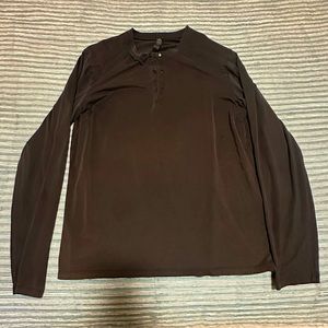 ✅ Lulu Lemon Long Sleeve Henley Black Fundamental Henley T-Shirt